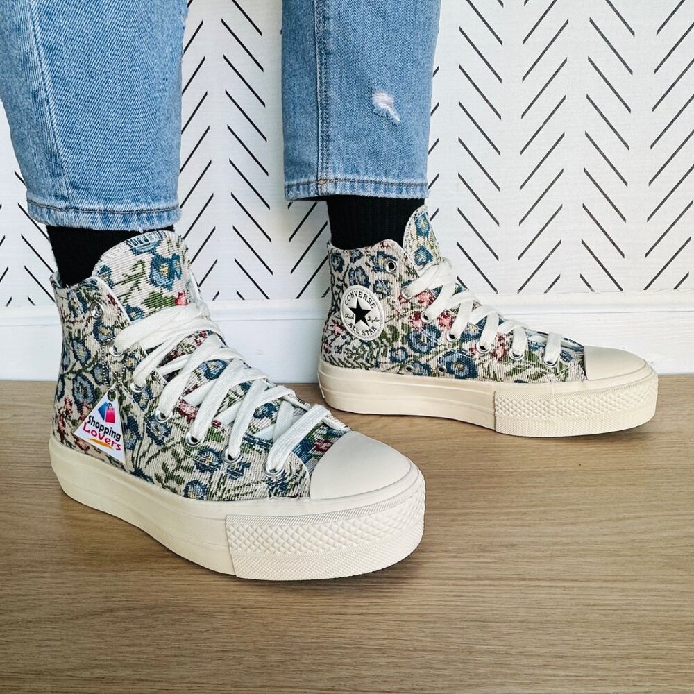 ⭐Converse Chuck Taylor Lift Hi 10 Womens Shoes Sneakers Floral Tapestry A11992C⭐ - Picture 3 of 13